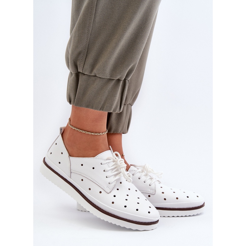 Pantofi din piele de dama alb S.Barski LR182 2