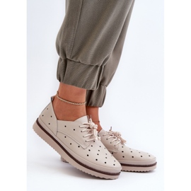Pantofi din piele de damă bej S.Barski LR182 2