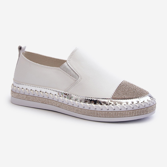 S.Barski Pantofi de piele de damă pe platformă albă D&amp;A LR370 1