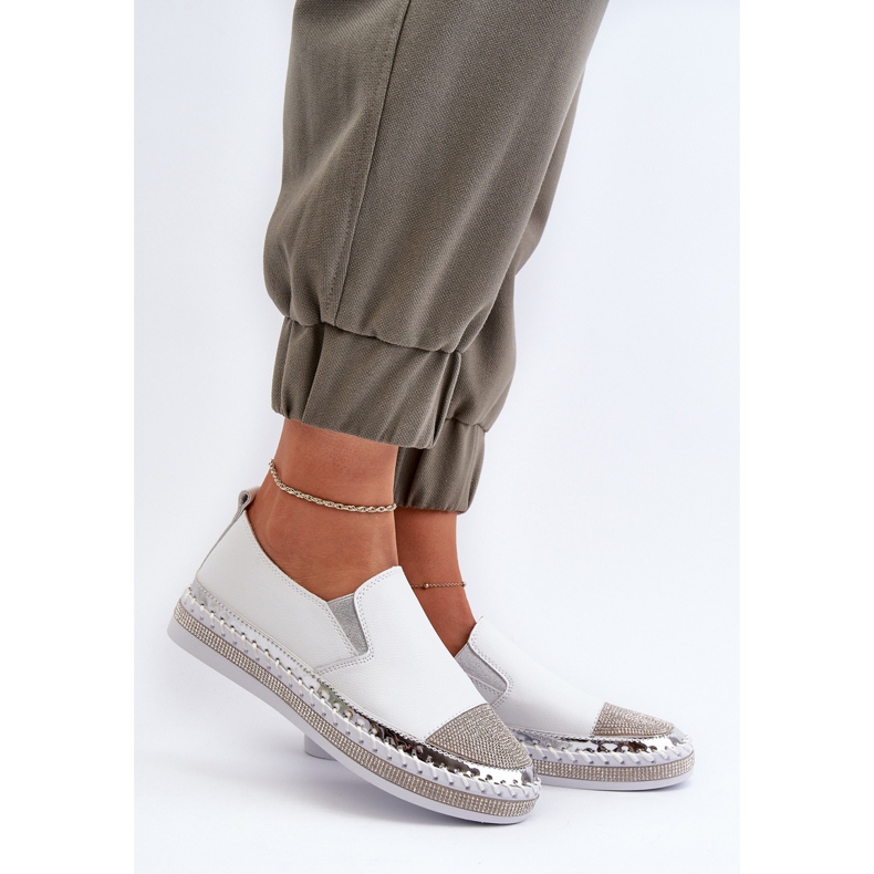 S.Barski Pantofi de piele de damă pe platformă albă D&amp;A LR370 2