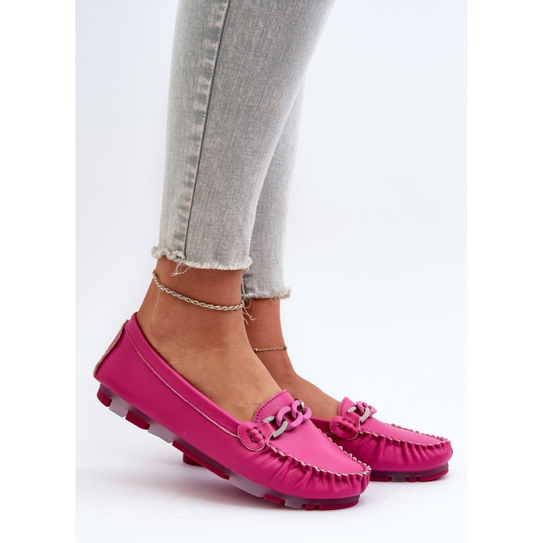 Mocasini Dama Piele Cu Decorat Fuchsia S.Barski LR339 roz 2