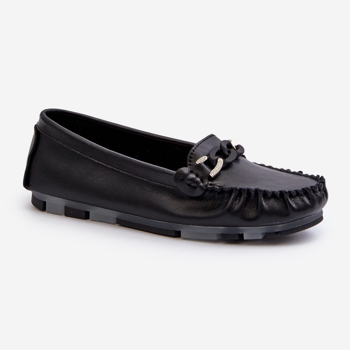 Mocasini De Dama Piele Cu Decorat Negru S.Barski LR339 1