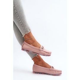 Mocasini De Dama Piele Cu Decorat, Roz S.Barski LR339 1