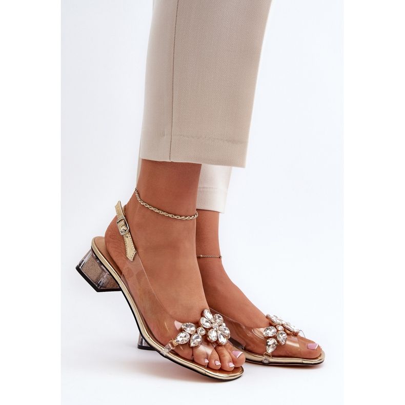 Sandale transparente pe un bloc auriu S.Barski MR38-W1 de aur 2 Sandale transparente pe un bloc auriu S.Barski MR38-W1 de aur 2