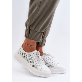 Pantofi de damă din piele pe platformă alb S.Barski LR505 2