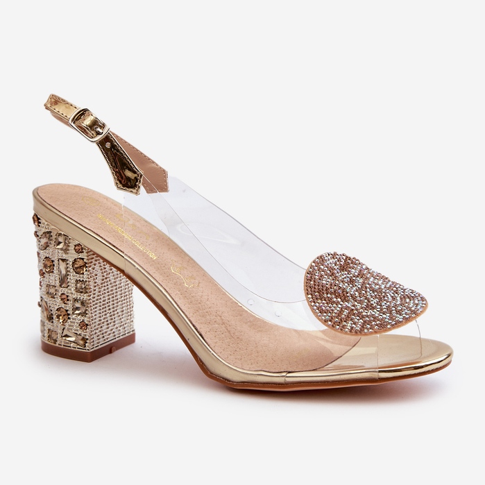 S.Barski Sandale transparente pe un toc înalt auriu D&amp;A MR38-812 de aur 2