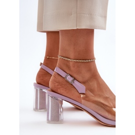 S.Barski Sandale transparente cu toc înalt cu decor violet D&amp;A MR38-454 1