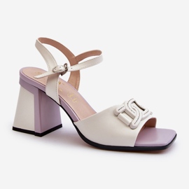 S.Barski Sandale Elegante Cu Toc Înalt Cu Decor, Alb D&A MR38-156 1 S.Barski Sandale Elegante Cu Toc Înalt Cu Decor, Alb D&A MR38-156 1