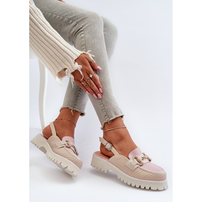 S.Barski Sandale De Damă Toc Plat Cu Decor Bej D&A MR38-656 2 S.Barski Sandale De Damă Toc Plat Cu Decor Bej D&A MR38-656 2