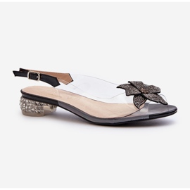 S.Barski Sandale Transparente Toc Cu Decor Negru D&amp;A MR38-383 1