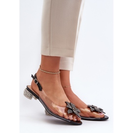 S.Barski Sandale Transparente Toc Cu Decor Negru D&amp;A MR38-383 2