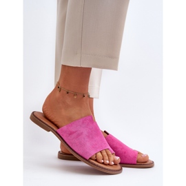 Flip-flops din piele intoarsa pentru dama Fuchsia Amite roz 2