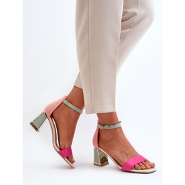 Sandale fuchsia Pholia din piele intoarsa pe toc inalt multicolor 9