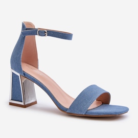 Sandale albastre din denim Pholia pe toc inalt albastru 1