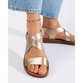 Sandale de damă cu slip-on aurii de aur 2