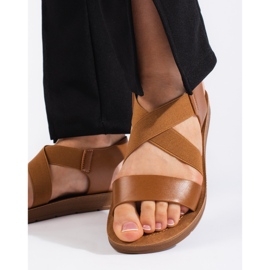 Sandale slip-on de damă camel maro 2