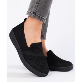 Tenisi negri cu slip-on negru 1