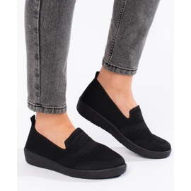 Tenisi negri cu slip-on negru 2