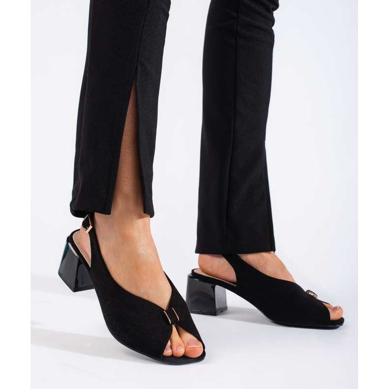 Goodin Sandale negre elegante cu toc înalt negru 1