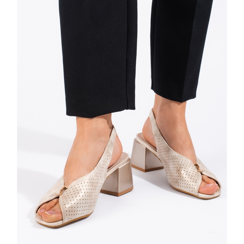 Goodin Sandale aurii elegante cu toc înalt de aur 2