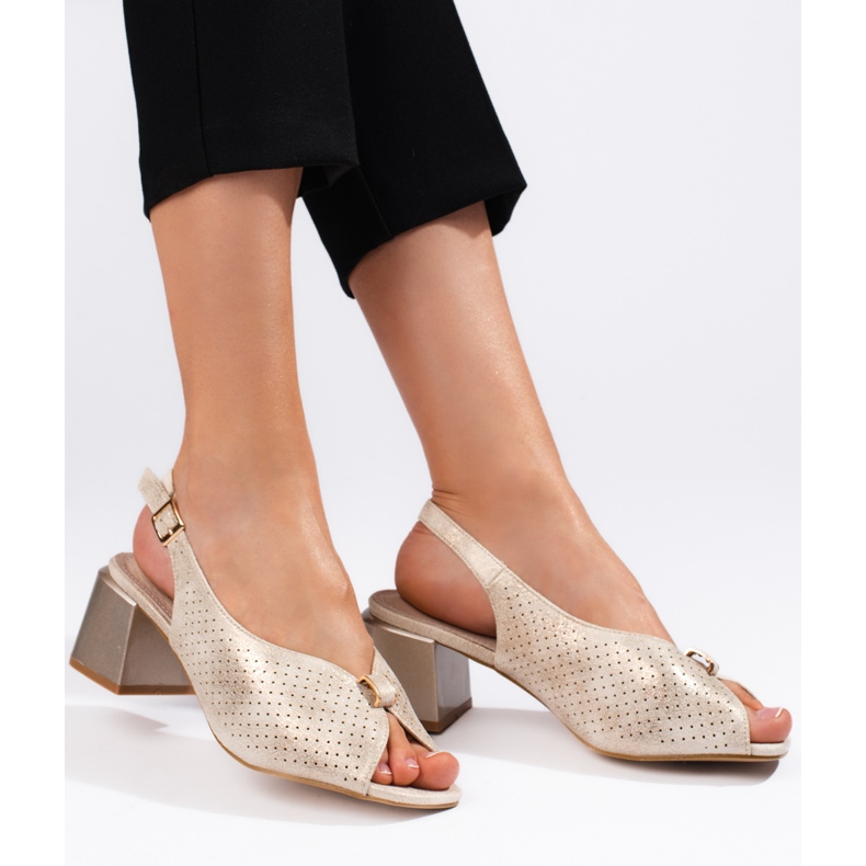 Goodin Sandale aurii elegante cu toc înalt de aur 1