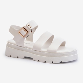 Sandale de damă pe talpă masivă, Nicarda albă 1