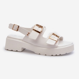 Sandale Dama Cu Catarame Piele Eco Alb Konanttia 1