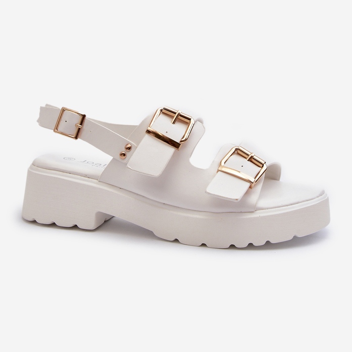 Sandale Dama Cu Catarame Piele Eco Alb Konanttia 1