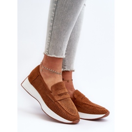 Mocasini Inesqua De Damă Eco Suede Camel Pe Platformă maro 2