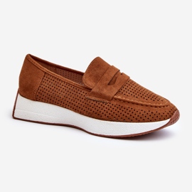 Mocasini Inesqua De Damă Eco Suede Camel Pe Platformă maro 1