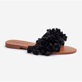 Flip Flops Damă Plati Cu Franjuri, Rialle Negru 2