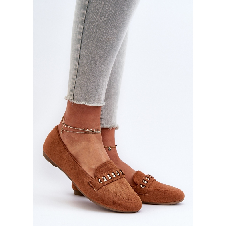 Mocasini Strălucitori De Damă Cu Lant Camel Aredilla maro 2 Mocasini Strălucitori De Damă Cu Lant Camel Aredilla maro 2