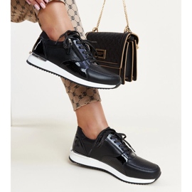 Adidași din piele neagră cu inserție metalică Rida negru 1