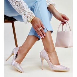 Tocuri înalte roz metalice cu inserție din piele Serranillos 1 Tocuri înalte roz metalice cu inserție din piele Serranillos 1