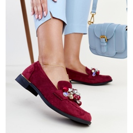 Mocasini burgundy cu decoratiuni Dahera roșu 1