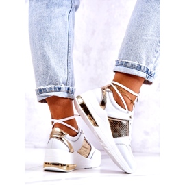 S.Barski Pantofi sport din piele pentru damă, pe pană, alb Larson 4