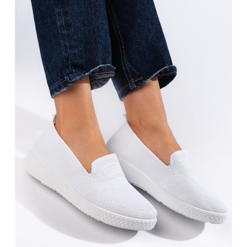 Tenisi albi cu slip-on 2