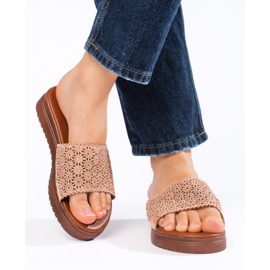 Flip-flops de damă roz cu platformă 1