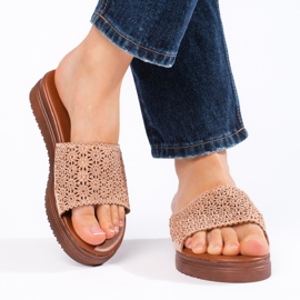 Flip-flops de damă roz cu platformă 2