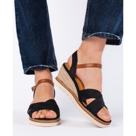 Sandale negre de damă cu pană negru 1