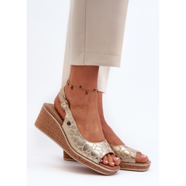 Sandale cu pană pentru femei Sergio Leone SK301 Aur de aur 2