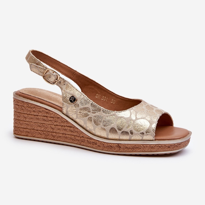 Sandale cu pană pentru femei Sergio Leone SK301 Aur de aur 1