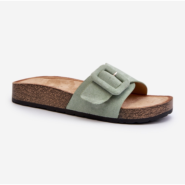 Flip-flops din piele ecologică pentru damă cu cataramă, Mint Laeltia verde 2 Flip-flops din piele ecologică pentru damă cu cataramă, Mint Laeltia verde 2