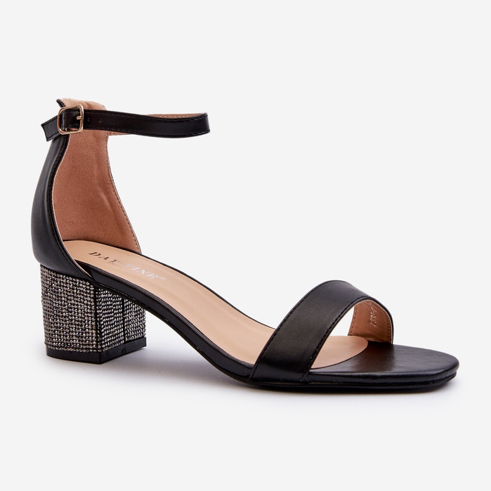 Sandale Dama Din Piele Ecologica Cu Tocuri Inalte Decorate, Neagra Wiatalia negru 1