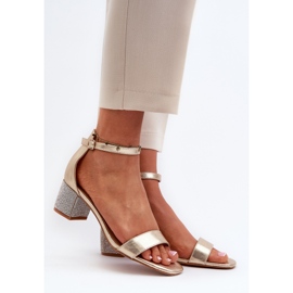 Sandale Damă Din Piele Ecologică Cu Tocuri Înalte Decorate, Auriu Wiatalia de aur 2