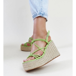 Sandale cu pană Mara verzi verde 1