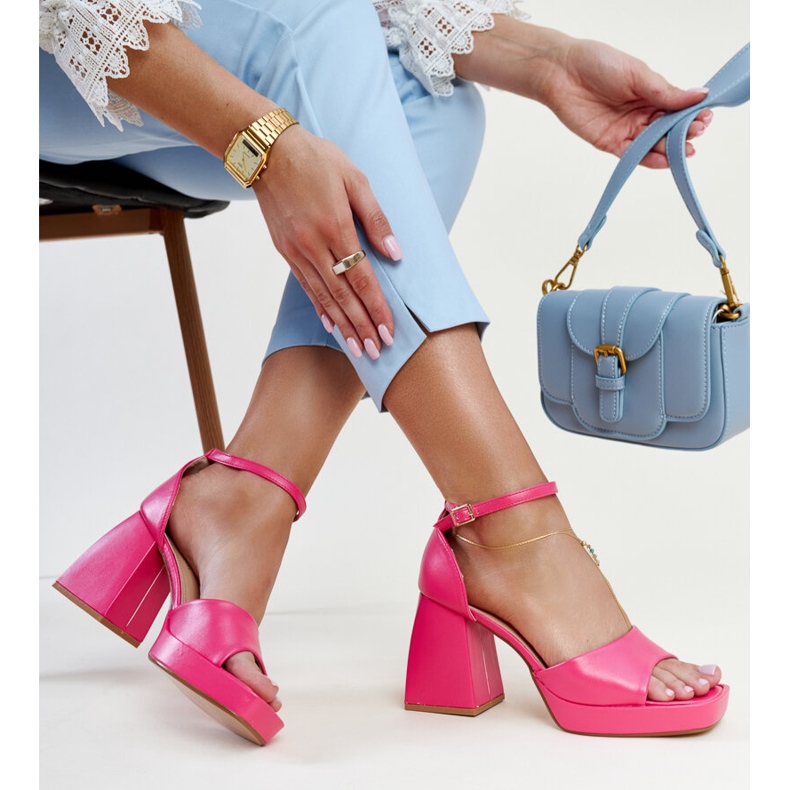 Sandale cu toc roz închis de la Vesna 1