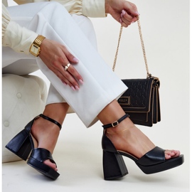 Sandale negre Vesna cu toc înalt negru 1