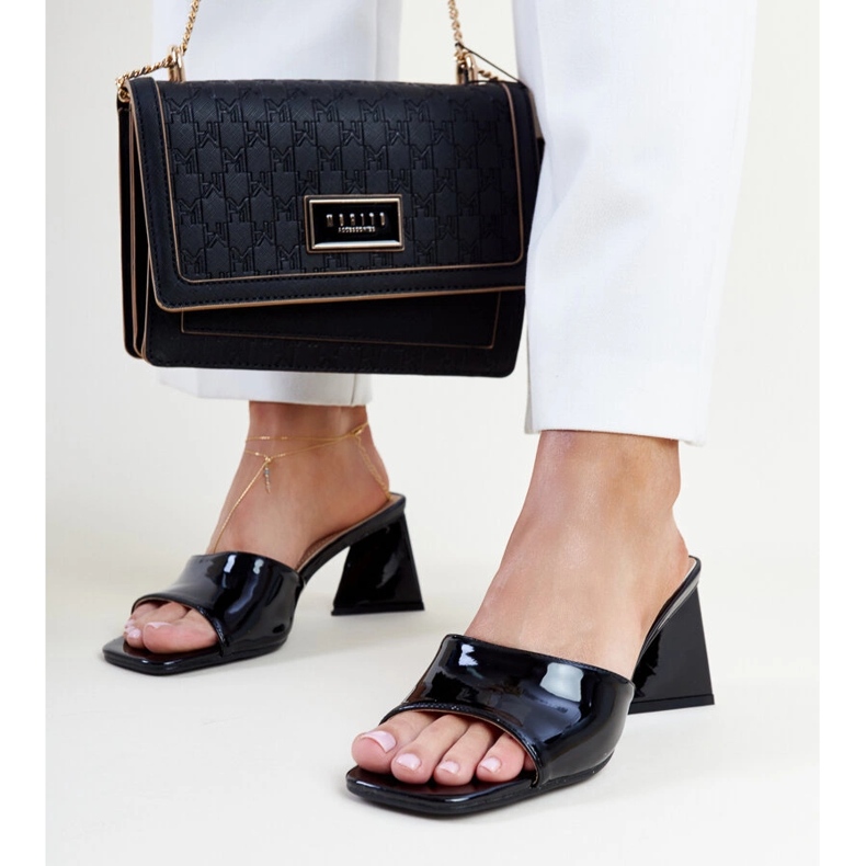 Sandale cu toc înalt Andela lacuite negre negru 1