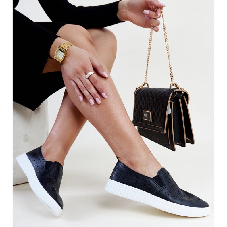 Tenisi negri Hilal cu slip-on negru 1